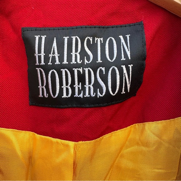 Rare Vintage Hairston Roberson Red Wool Embroidered Floral Blazer Suit Jacket - Picture 5 of 11